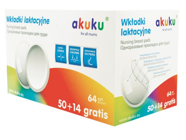 Wkł.laktacyjne AKUKU A0238 interakcje ulotka wkładka laktacyjna - 64 szt.