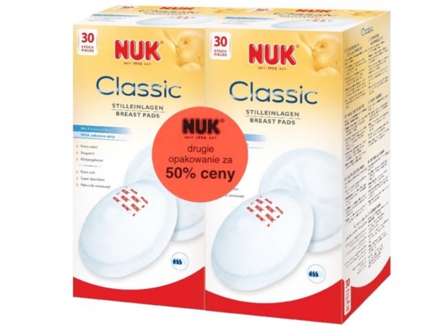 Wkł.laktacyjne NUK Classic 2-gie opak. za 50%/ 252004Z interakcje ulotka wkładka laktacyjna - 1 szt.