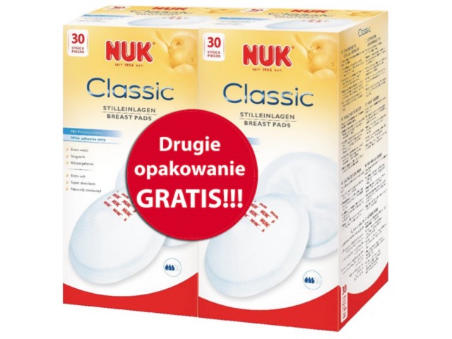 Wkł.laktacyjne NUK Classic/Drugie opakowanie gratis interakcje ulotka zestaw  1 zest.