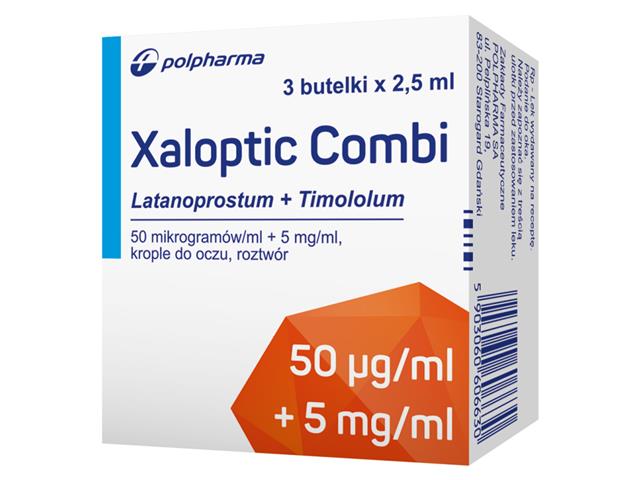 Xaloptic Combi interakcje ulotka krople do oczu, roztwór (50mcg+5mg)/ml 