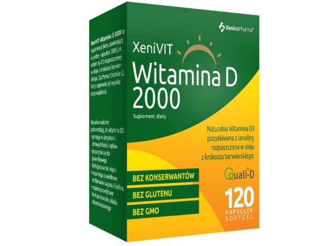 Xenivit Witamina D 2000 interakcje ulotka kapsułki  120 kaps. | 12 blist.po 10 szt.