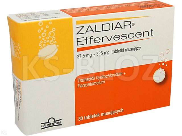 Zaldiar Effervescent interakcje ulotka tabletki musujące 37,5mg+325mg 30 tabl. (5 blist. po 6 tabl.)