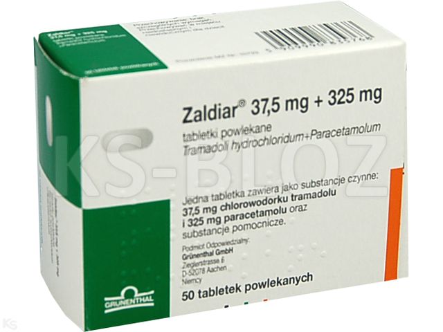 Zaldiar interakcje ulotka tabletki powlekane 37,5mg+325mg 50 tabl.