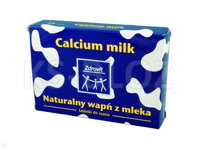Zdrovit Calcium Milk smak mleczny interakcje ulotka tabletki do ssania  24 tabl.