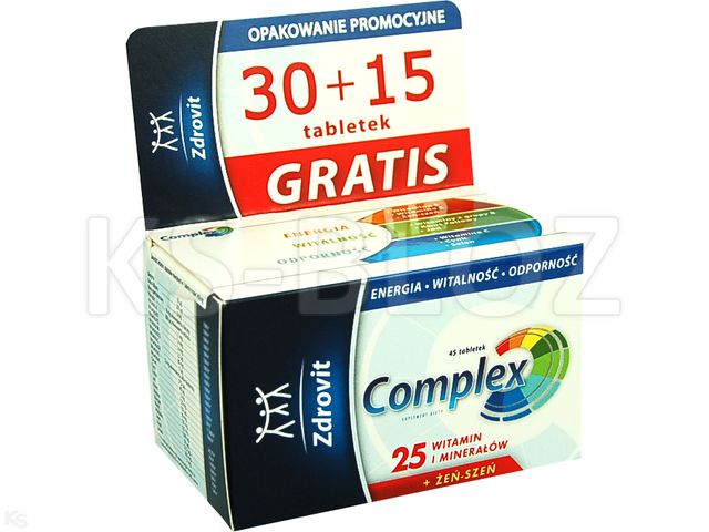 Zdrovit Complex + Żeń-Szeń interakcje ulotka tabletki powlekane  45 tabl. (30+15)