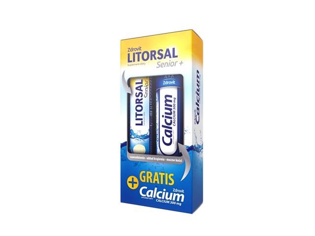 Zdrovit Litorsal Senior+ + Zdrovit Calcium 300 mg interakcje ulotka tabletki musujące  24 tabl. (+ 20 tabl. gratis)