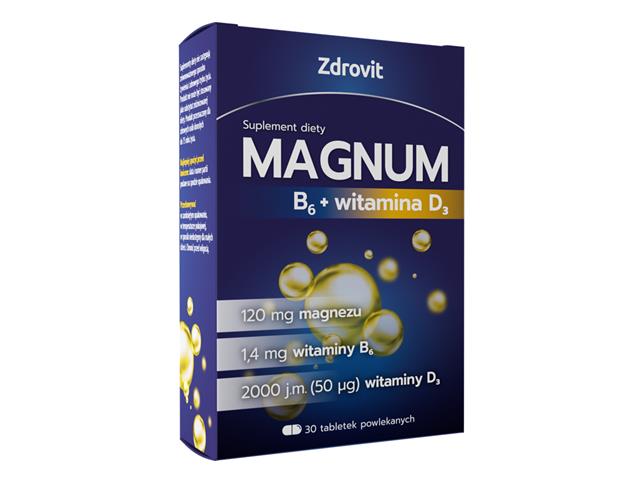 Zdrovit Magnum B6 + Witamina D3 interakcje ulotka tabletki powlekane - 30 tabl.