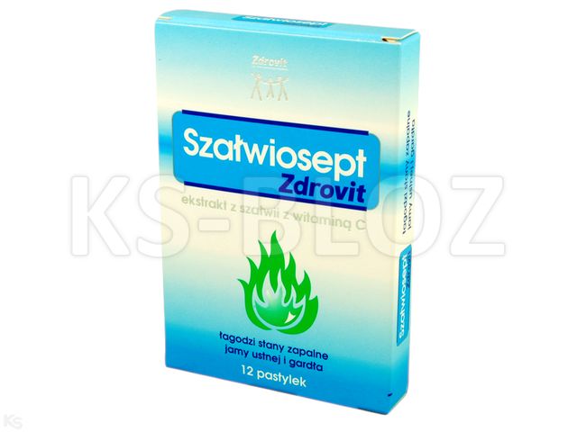 Zdrovit Szałwiosept Z Szałwią I Vit.C interakcje ulotka pastylki do ssania - 12 pastyl.