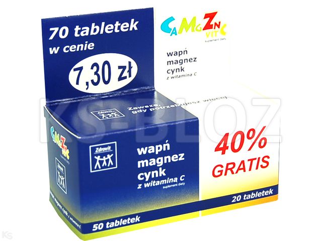Zdrovit Wapń+Magnez+Cynk+Wit.C interakcje ulotka tabletki  70 tabl.