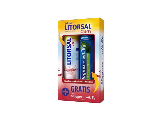 Zdrovit Zestaw Litorsal Cherry + Magnez + witamina B6 interakcje ulotka tabletki musujące  24 tabl. | (+ 24 tabl. gratis)