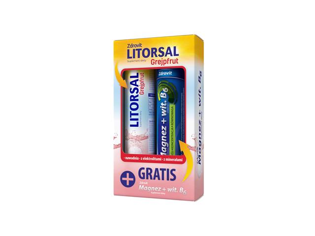 Zdrovit Zestaw Litorsal Grejpfrut + Magnez + witamina B6 interakcje ulotka tabletki musujące  24 tabl. (+ 24 tabl. gratis)