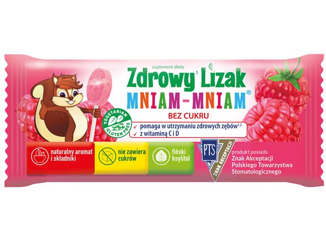 Zdrowy Lizak Mniam-Mniam o smaku malinowym interakcje ulotka lizaki  6 g