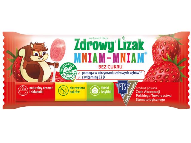 Zdrowy Lizak Mniam-Mniam o smaku truskawkowym interakcje ulotka lizaki  6 g