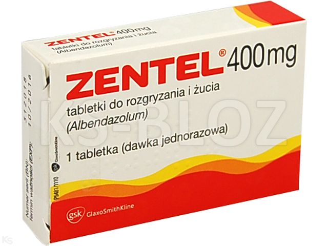 Zentel interakcje ulotka tabletki do rozgryzania i żucia 400 mg 1 tabl. | blister