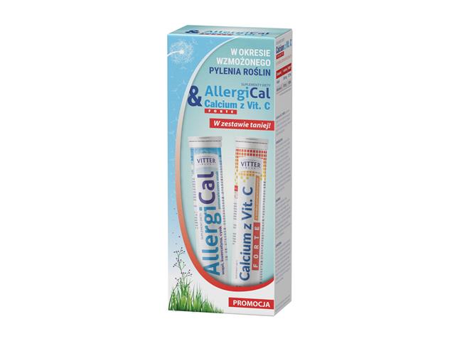 Zestaw AllergiCal & Calcium z Vit. C Forte interakcje ulotka zestaw - 40 szt. (2x20 sztuk)