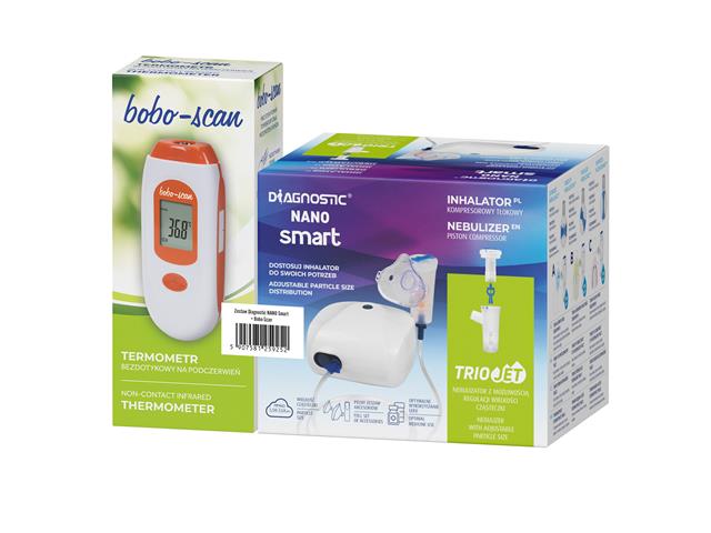 Zestaw DIAGNOSTIC NANO SMART Inhalator + BOBO SCAN Termometr interakcje ulotka zestaw  1 zest.