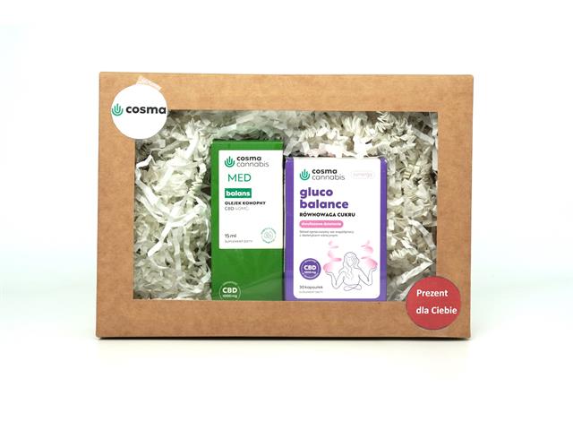Zestaw prezentowy Cosma Cannabis Balans MED + Gluco Balance interakcje ulotka zestaw - 15 ml + 40 g