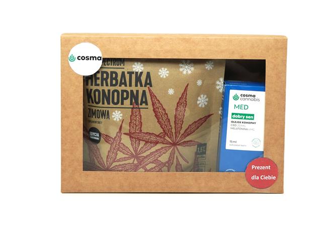 Zestaw prezentowy Cosma Cannabis Dobry Sen MED + Full Spectrum Herbatka konopna Zimowa interakcje ulotka zestaw - 15 ml + 40 g