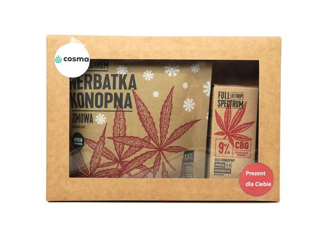 Zestaw prezentowy Full Spectrum Olej konopny 9% CBG + Herbatka Konopna Zimowa interakcje ulotka zestaw - 15 ml + 40 g