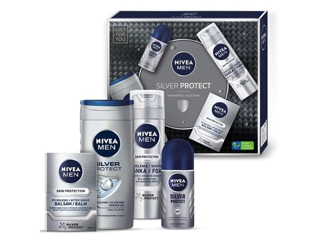 Zestaw Świąteczny SILVER PROTECT 2022 Pianka+Balsam do golenia+Antyperspirant+Żel p/prysznic interakcje ulotka zestaw - 200 ml (+ 100 ml + 50 ml + 250 ml)