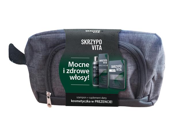 Zestaw świąteczny Skrzypovita PRO MEN Szampon + Skrzypovita MEN Suplement + Kosmetyczka interakcje ulotka zestaw - 200 ml + 30 tabl.