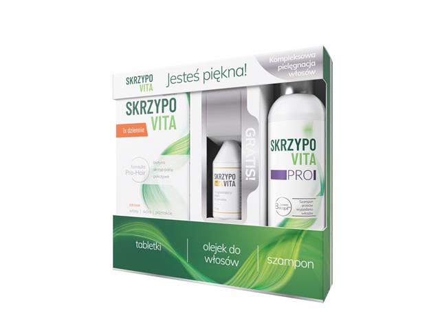 Zestaw świąteczny Skrzypovita PRO Szampon + Skrzypovita 1xdziennie + Olejek do włosów interakcje ulotka zestaw  200 ml (+ 30 ml +42 tabl.)