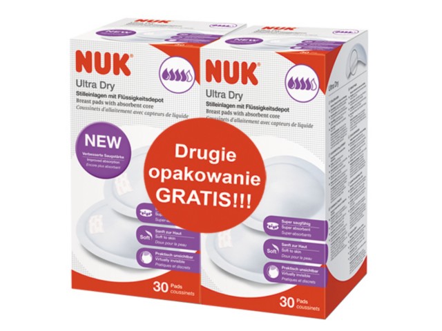 Zestaw Wkładek laktacyjnych NUK Ultra Dry Drugie opakowanie GRATIS 252.123G interakcje ulotka zestaw - 60 szt. (2x30 sztuk)