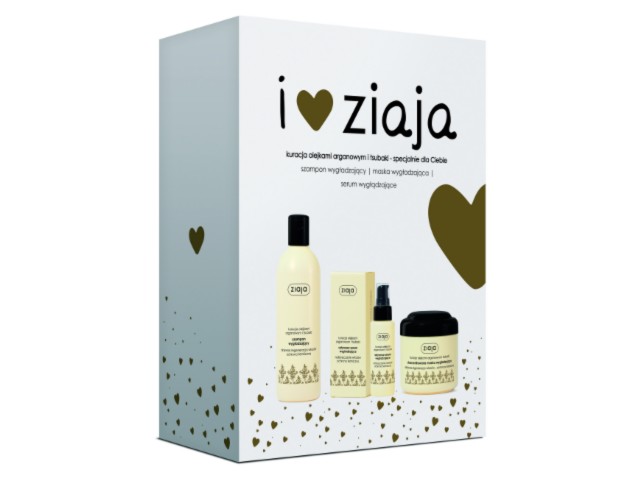 Ziaja Argan Włosy Zest. świąt. 2018 szamp. wygładz. + Maska wygładzająca + ser. wygładz. interakcje ulotka zestaw - 300 ml (+ 200 ml + 50 ml)
