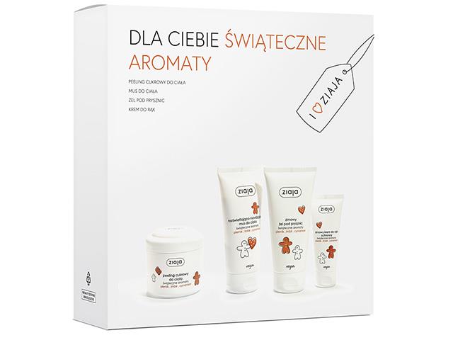 Ziaja Dla Ciebie Świąteczne Aromaty Zestaw Peeling cukr.d/ciała+Mus d/ciała+Żel p/prysz.+Krem d/rąk interakcje ulotka zestaw  200 ml (+ 160 ml + 160 ml + 50 ml)