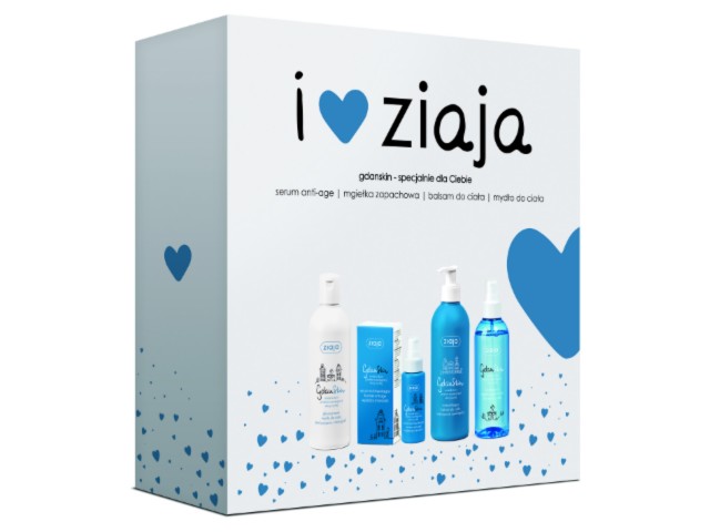 Ziaja Gdanskin Zestaw Serum anti-age + Mgiełka zapachowa + Balsam do ciała + Mydło interakcje ulotka zestaw  50 ml | 200 ml + 300 ml + 300 ml