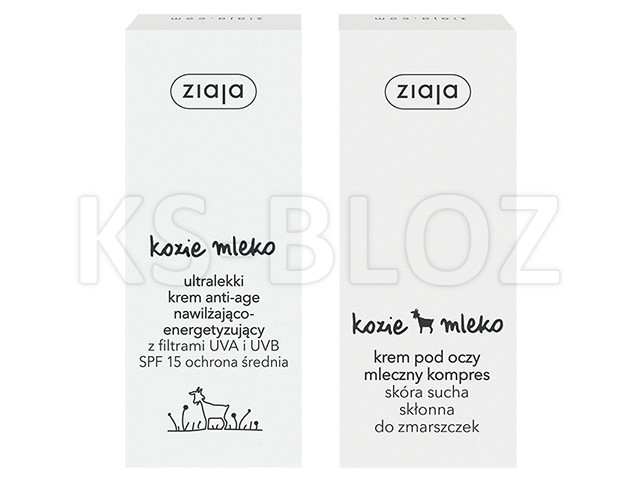 Ziaja Kozie Mleko Zestaw Krem pod oczy + Krem anti-age nawilżający interakcje ulotka zestaw  15 ml