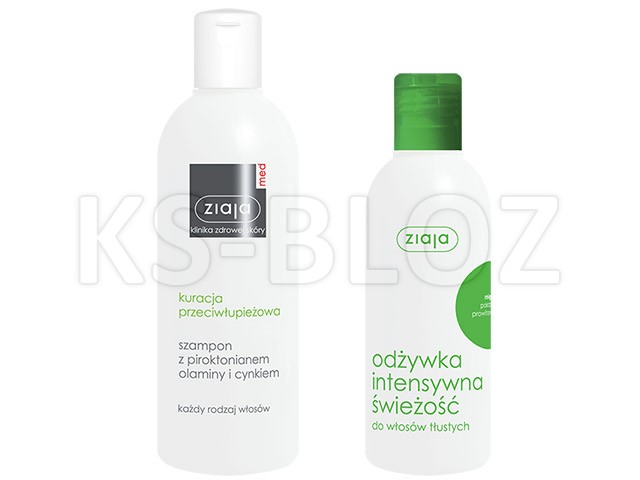 Ziaja Med Kuracja Przeciwłupieżowa mięta Szampon + Odżywka interakcje ulotka zestaw  300 ml | +200ml