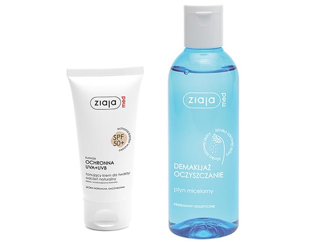 ZIAJA PR 2w1 MED SPF 50+ Krem tonujący odcień normalny +Płyn Micelarny interakcje ulotka zestaw  50 ml + 200 ml