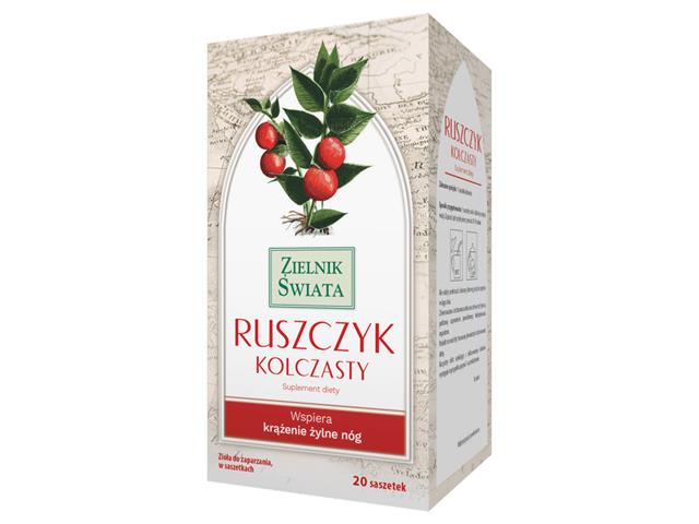 Zielnik Świata Ruszczyk Kolczasty interakcje ulotka zioła do zaparzania  20 sasz.