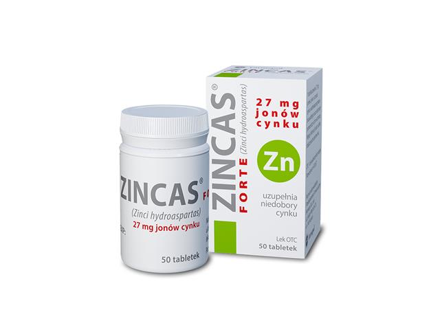 Zincas Forte interakcje ulotka tabletki 0,027 g Zn2+ (0,15 g) 50 tabl.