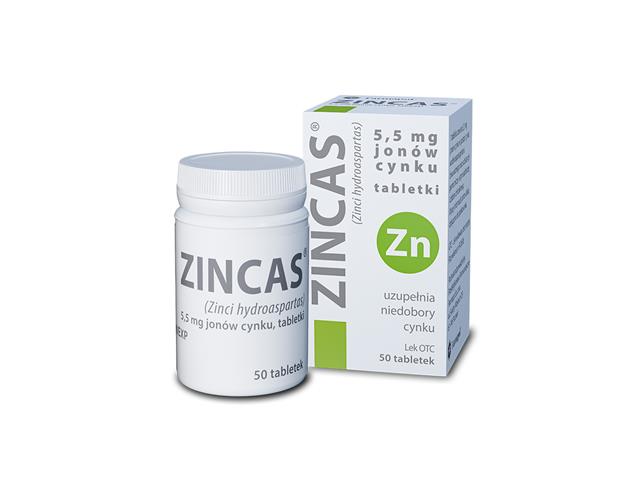 Zincas interakcje ulotka tabletki 5,5 mg Zn2+ 50 tabl.