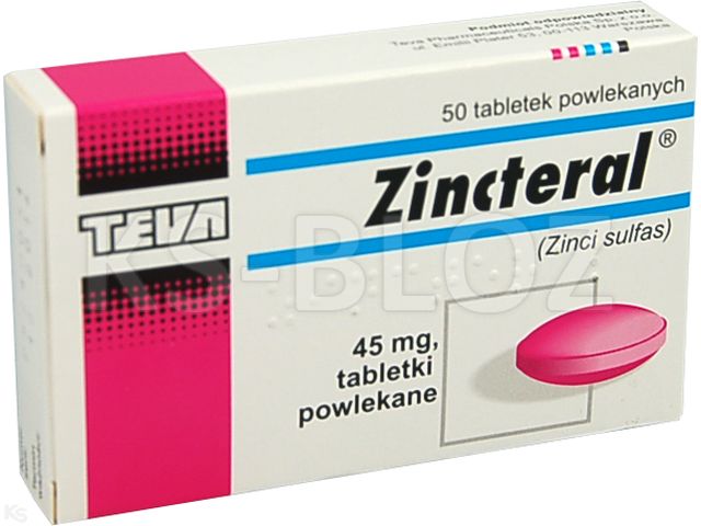 Zincteral interakcje ulotka tabletki powlekane 45 mg Zn2+ 50 tabl.