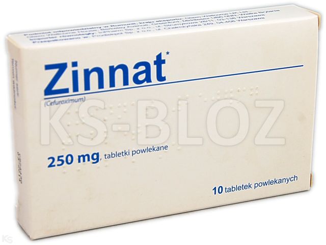 Zinnat interakcje ulotka tabletki powlekane 250 mg 10 tabl.