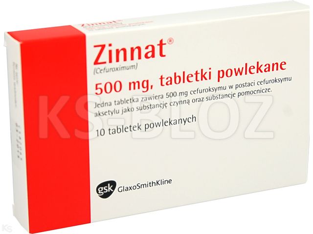 Zinnat interakcje ulotka tabletki powlekane 500 mg 10 tabl.