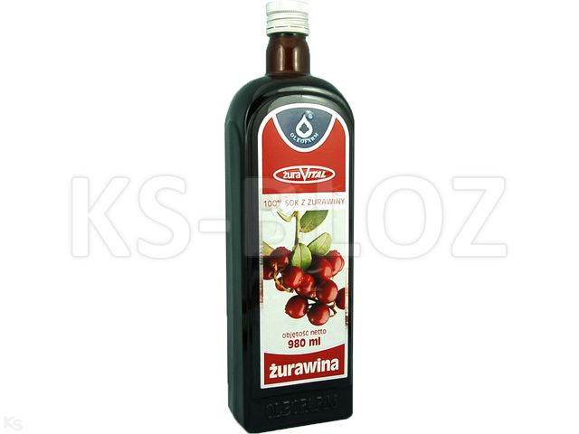 Żurawina 100% Sok Z Owoców Żurawin interakcje ulotka płyn  980 ml