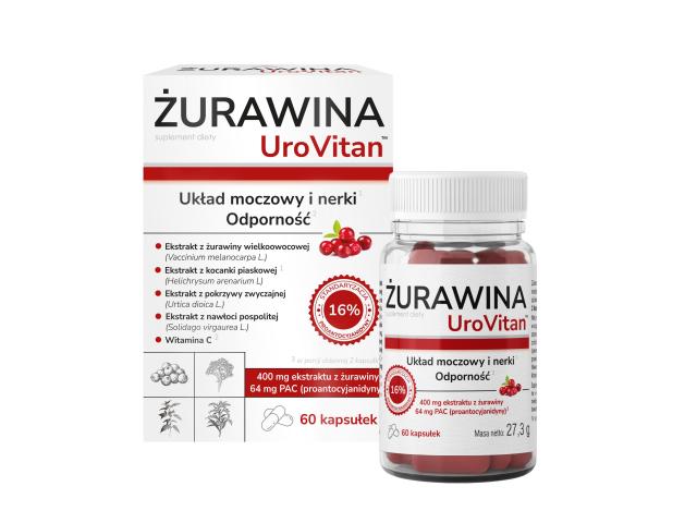Żurawina UroVitan interakcje ulotka kapsułki  60 kaps.