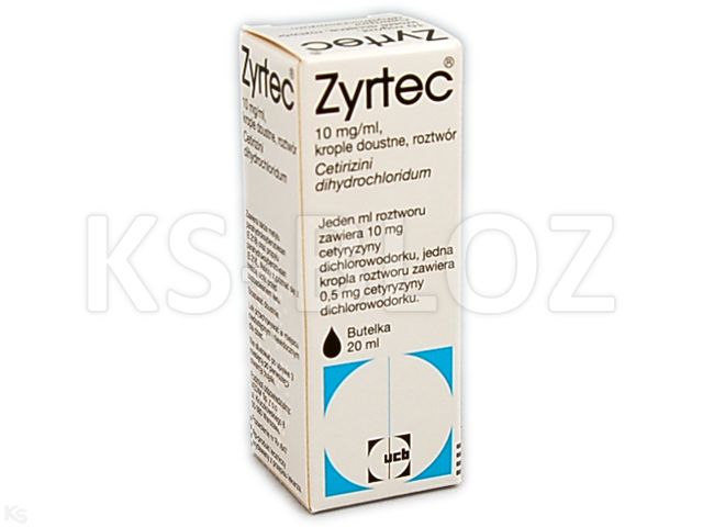 Zyrtec interakcje ulotka krople doustne, roztwór 10 mg/ml 20 ml